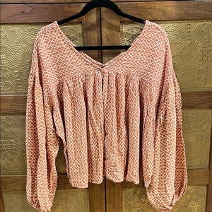 Ces Femme Terracotta Patterned Blouse